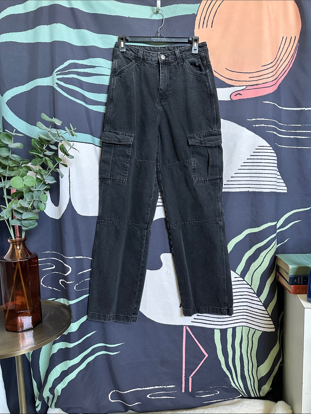 Divided Charcoal Wide Leg Cargo Jeans